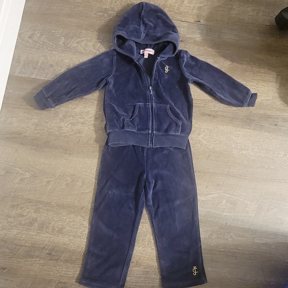 Juicy Couture Navy blue velvet sport suit 2pc Girl 18-24m